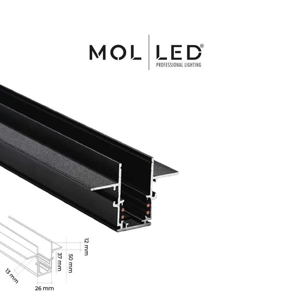 Molled 6011 1 Metre Trimless Magnet Ray Siyah Kasa - MOL6011