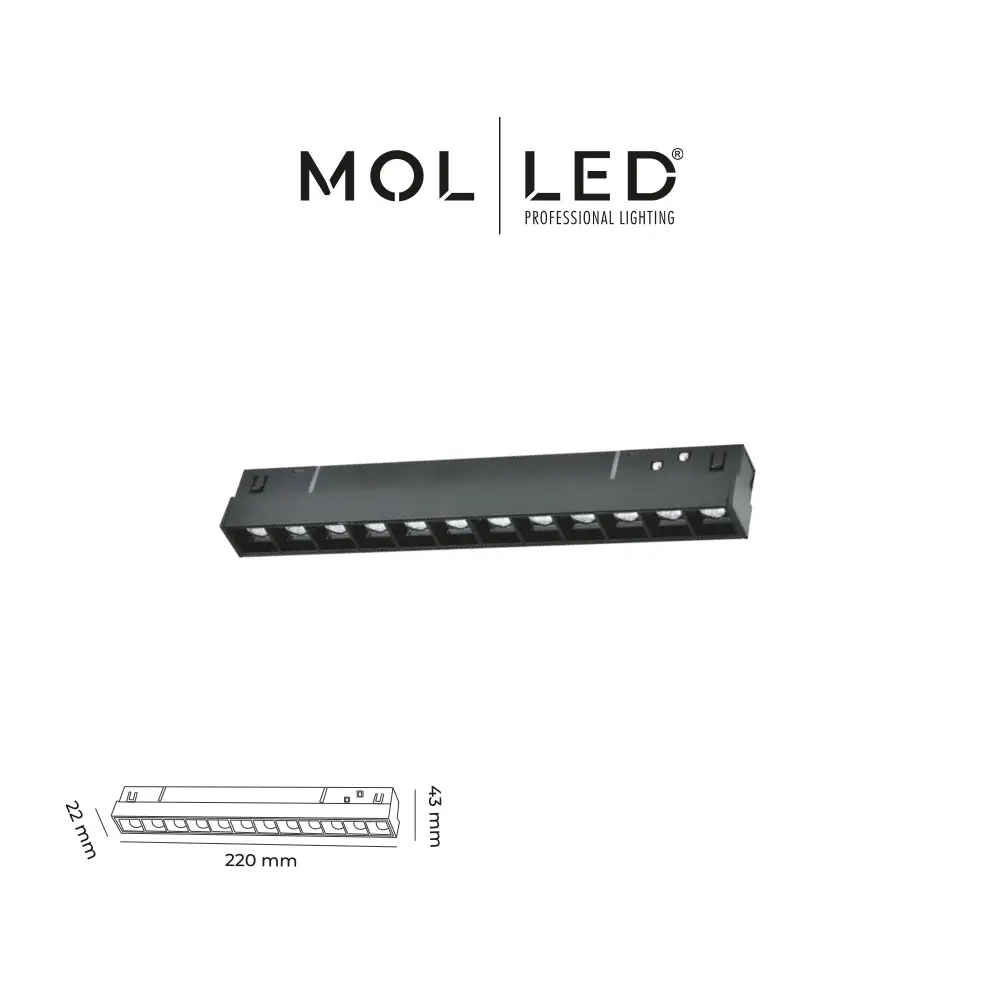 Molled 6029 Magnet Mercekli 12 Watt 22 Cm Siyah Kasa 3000 K - MOL60293000