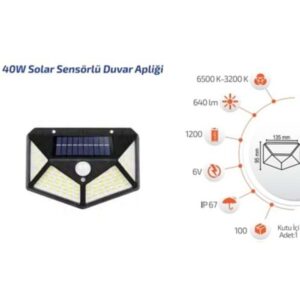 Forlıfe Solar Sensörlü Duvar Apliği 40W / 6500K - FL-3227