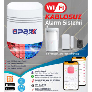Opax BGR-12 Wıfı Kablosuz Siren Alarm Sistemi Mobil Uygulamalı (1 Yıl Ahm Ücretsiz) - BGR-12