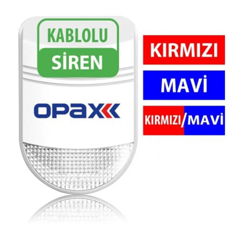 Opax Bgr-10 Kablolu 48 Led Kırmızı / Mavi / Kırmızı+Mavi Işıklı Harici Alarm Sireni V2023 - 2266