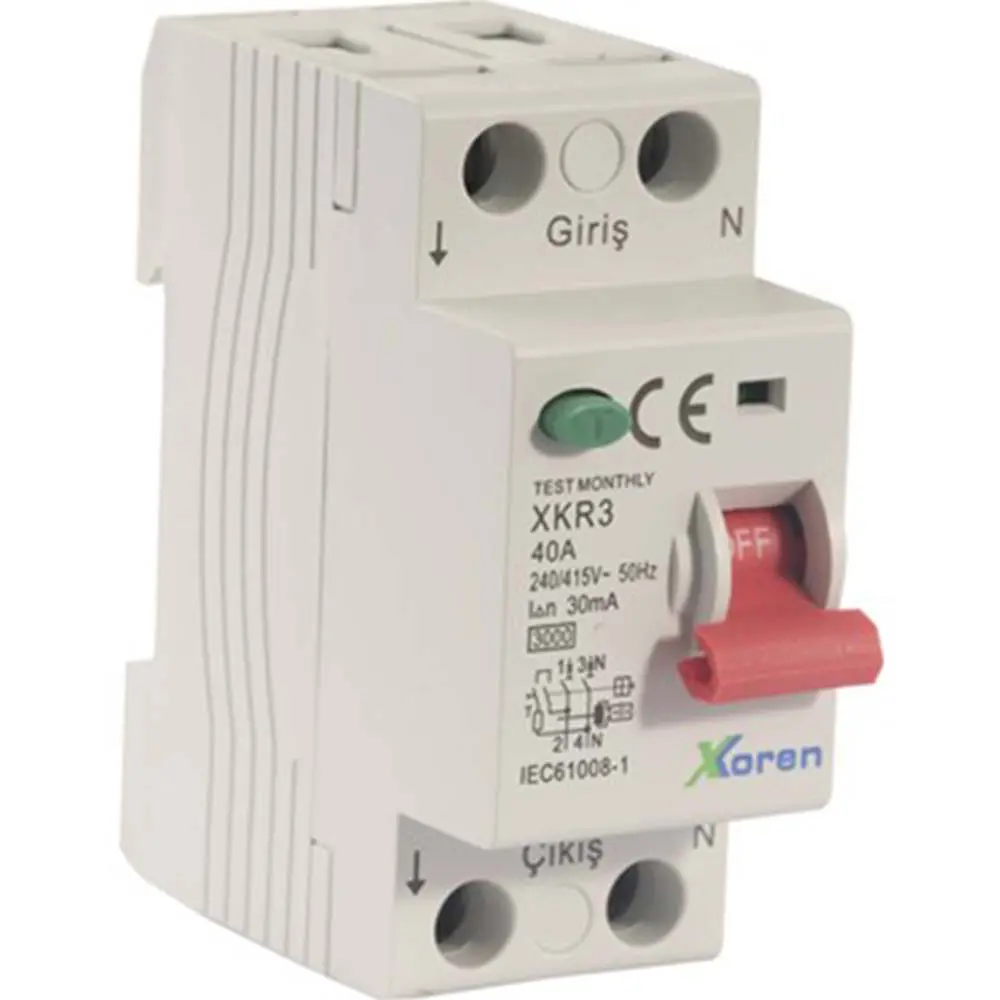 Xkoren 6Ka 2P 25A 30 Ma Ac Tipi Kaçak Akım Koruma Şalteri - XKR 06-2AC30-025 Xkoren 6Ka 2P 25A 30 Ma Ac Tipi Kaçak Akım Koruma Şalteri - XKR 06-2AC30-025