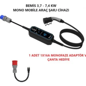 Bemis Bemis Monofazae Mobil Sarj Cihazı 16A-32A 3,7-7,4 Kw Ayarlanabilir 5 Metre
- BEV-1221-0001